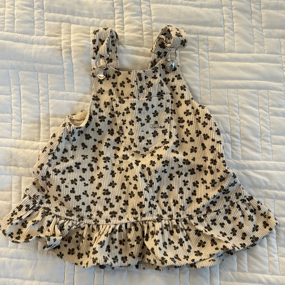 Mayoral Baby Girl (9 mos) Corduroy Dress with green Floral Accents